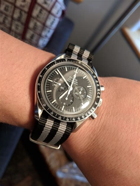 omega speedmaster day date nato straps|omega speedmaster strap size.